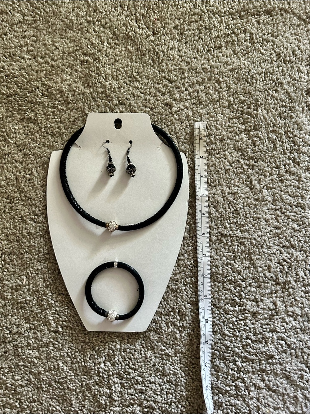 Black Crystal Accent Necklace, Bracelet & Earring Set
